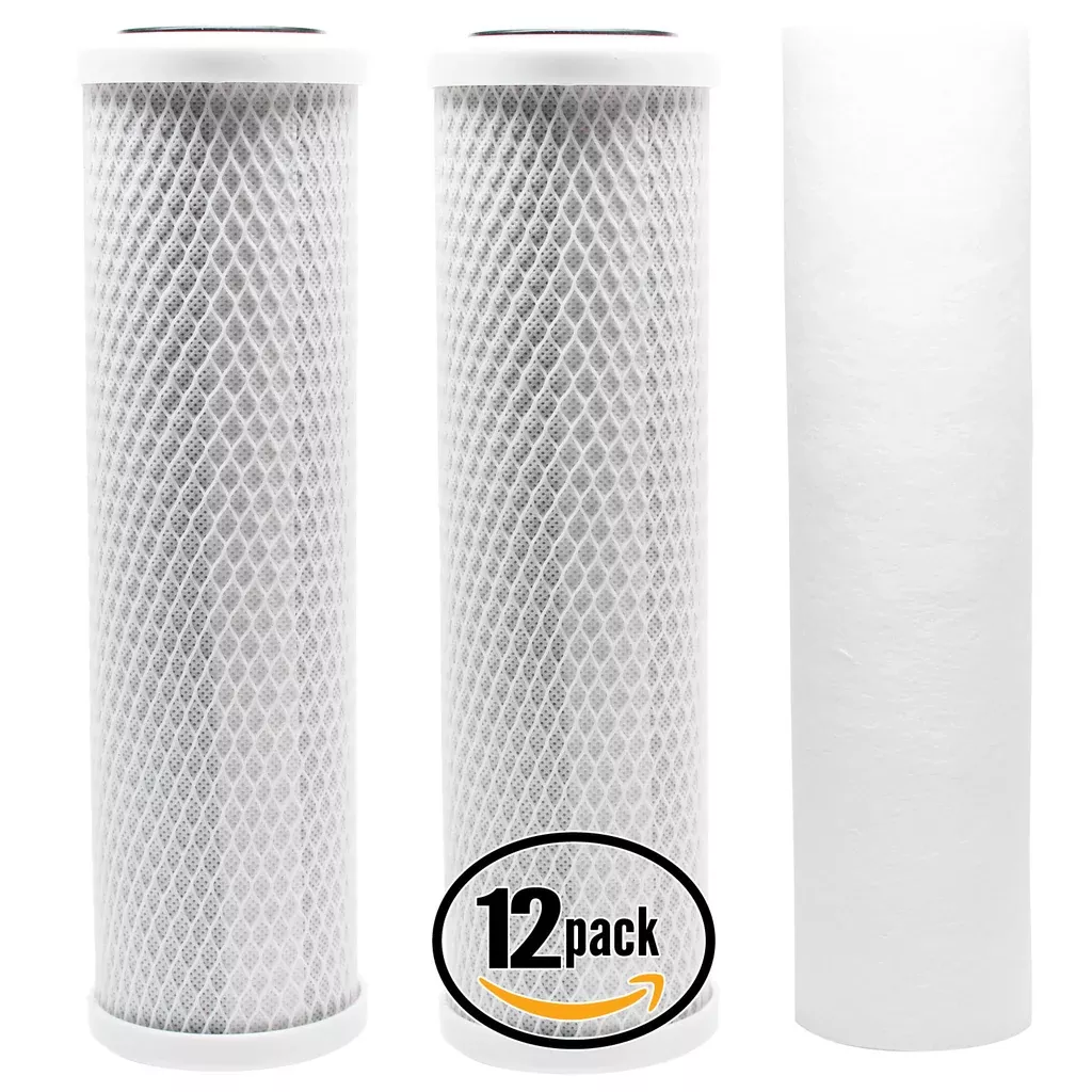 12-Pack Replacement Filter Kit for Bulk Reef Supply 200410 RO System - Includes Carbon Block Filters & Polypropylene Sediment Filter
