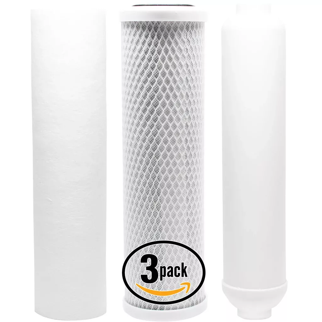 3-Pack Replacement Filter Kit for AMI AAA-754 RO System - Includes Carbon Block Filter, PP Sediment Filter & Inline Filter Cartridge