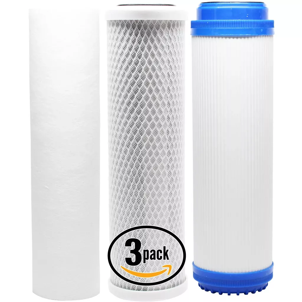 3-Pack Replacement Filter Kit for Hydronix HF2-10BLBK38 RO System - Includes Carbon Block Filter, PP Sediment Filter & GAC Filter