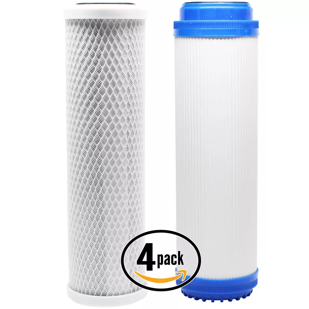 4-Pack Replacement Filter Kit for American Plumber WTOS-100 RO System - Includes Carbon Block Filter & Granular Activated Carbon Filter