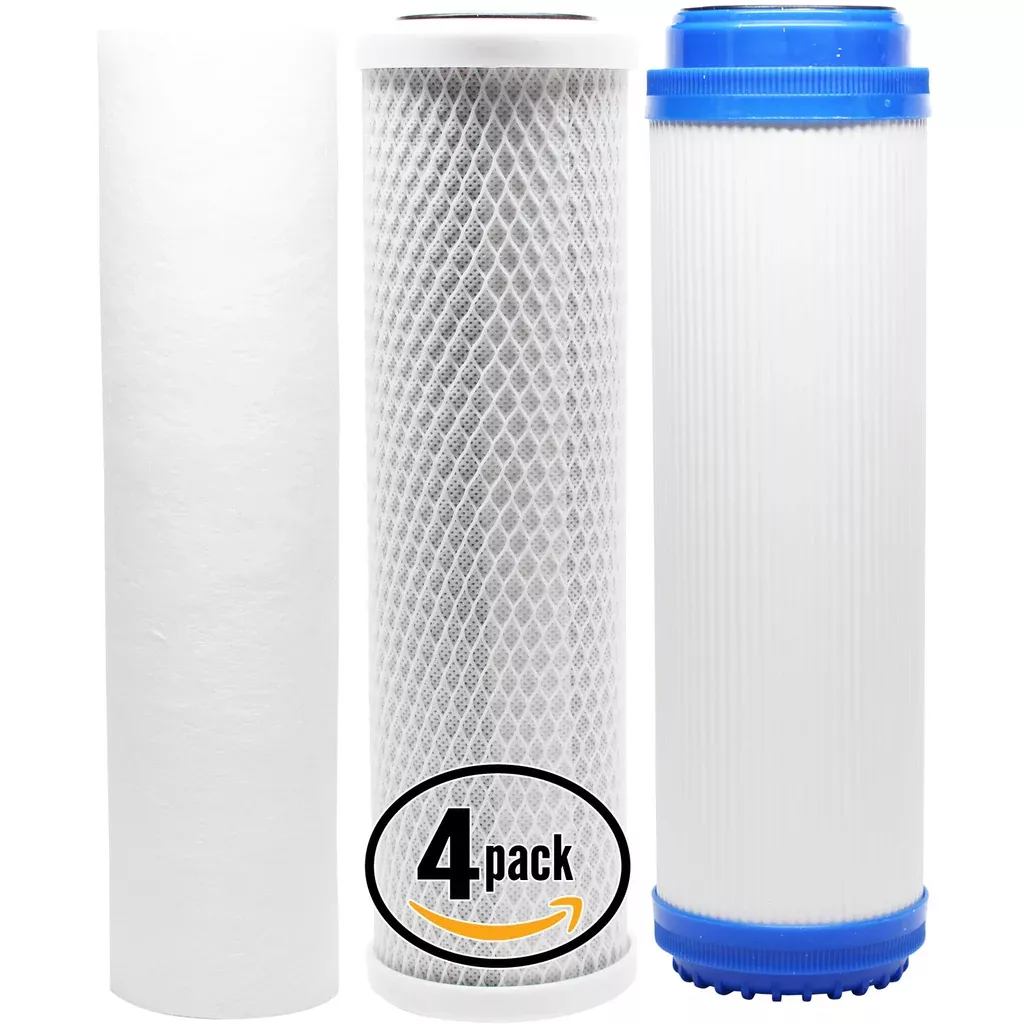 4-Pack Replacement Filter Kit for Hydronix HF2-10BLBK14 RO System - Includes Carbon Block Filter, PP Sediment Filter & GAC Filter