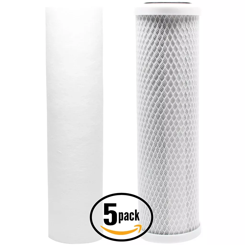 5-Pack Replacement Filter Kit for Watts UV-R 3 RO System - Includes Carbon Block Filter & PP Sediment Filter