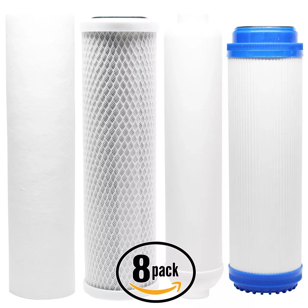 8-Pack Replacement Filter Kit for iSpring RCC7P RO System - Includes Carbon Block Filter, PP Sediment Filter, GAC Filter & Inline Filter Cartridge