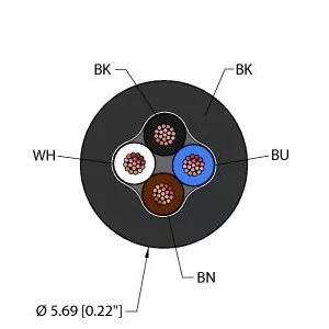 TURCK BLK,TPE,4X18,AWM General Purpose Cable